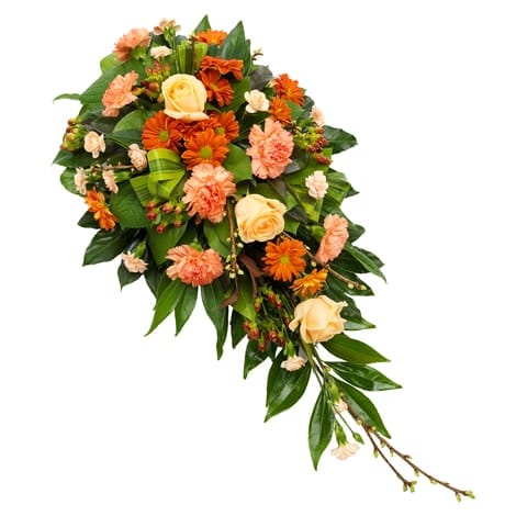 Rouwarrangement warme kleuren