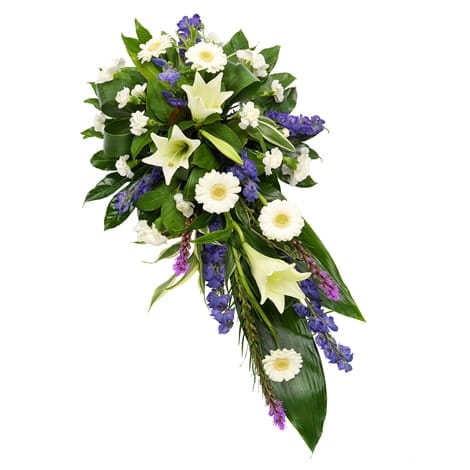 Rouwarrangement Wit en Paars